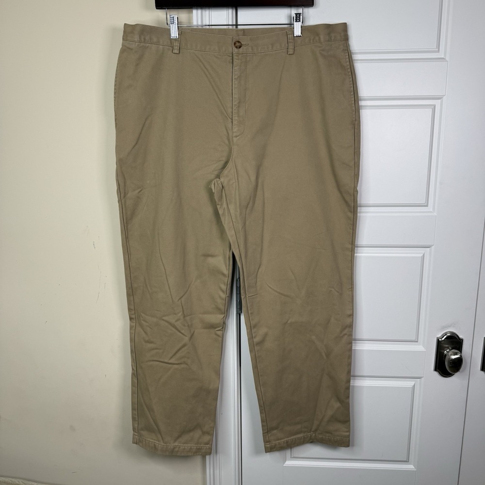 LL Bean Flannel Lined Pants Khaki Mens 40/30 (41/30) Natural Fit Plaid 162385 - Picture 2 of 7